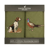Pheasant & Hound Embroidered Green Cotton Handkerchiefs by Dalaco