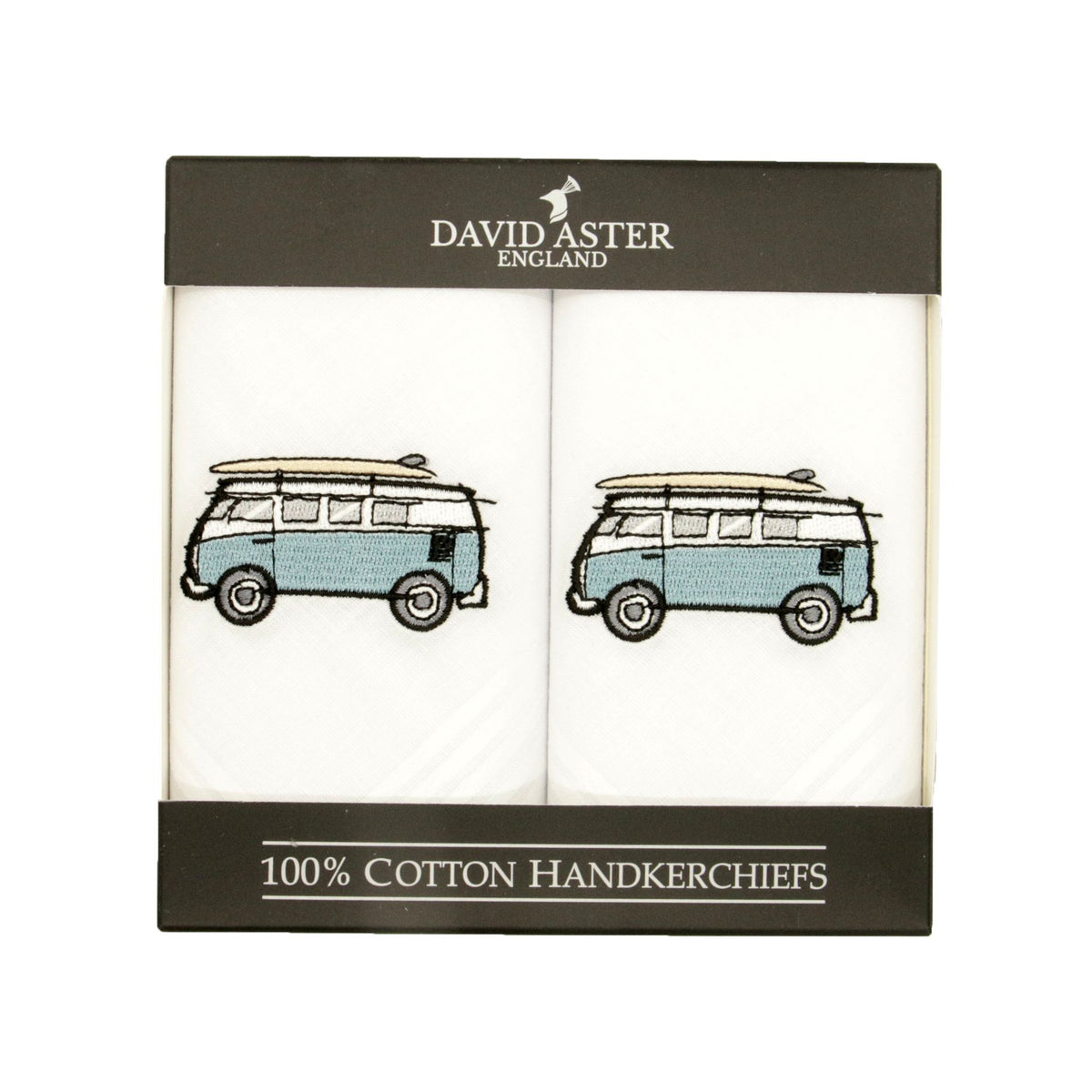 Campervan Embroidered White Cotton Handkerchiefs by Dalaco