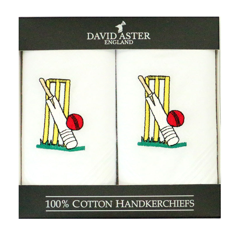 Cricket Embroidered White Cotton Handkerchiefs by Dalaco