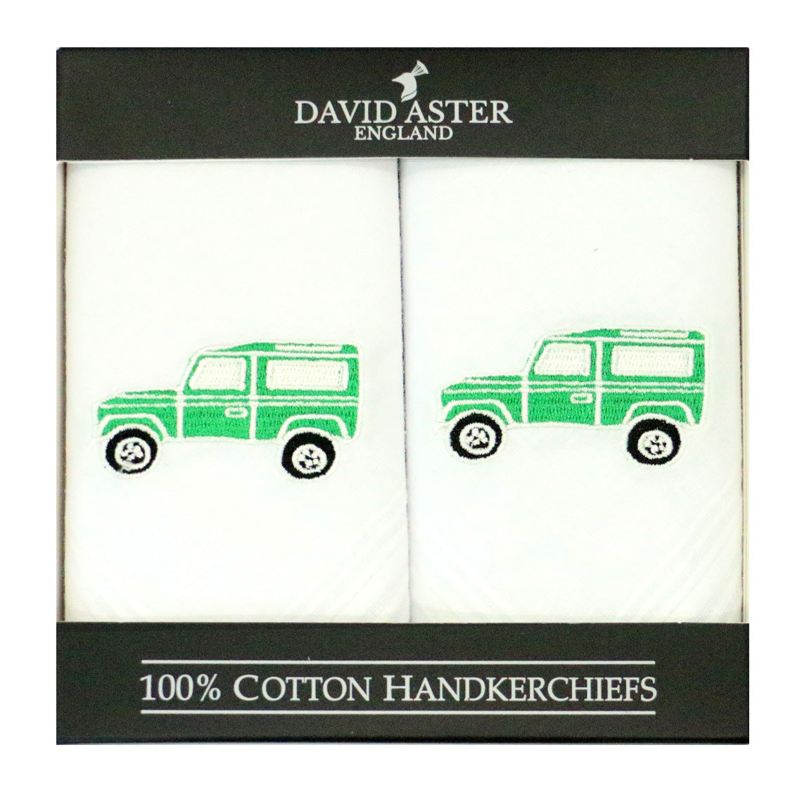 Green Land Vehicle Embroidered Handkerchiefs by Dalaco