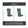 Green Boots Embroidered White Cotton Handkerchiefs by Dalaco