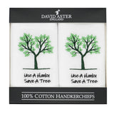 Save a Tree Embroidered White Cotton Handkerchiefs by Dalaco