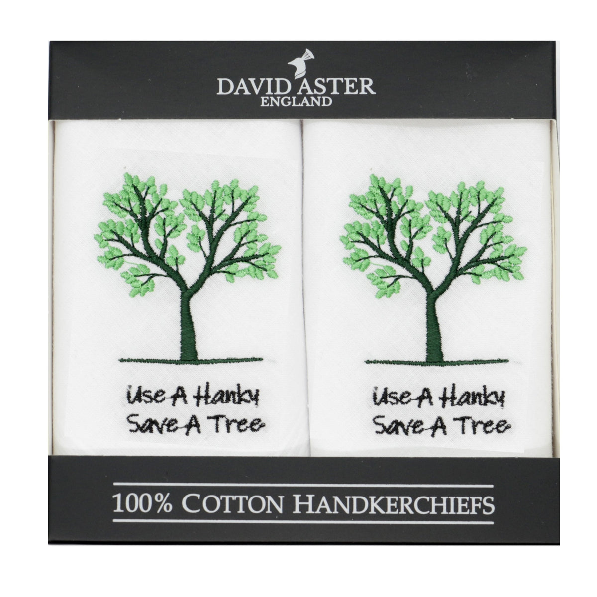 Save a Tree Embroidered White Cotton Handkerchiefs by Dalaco