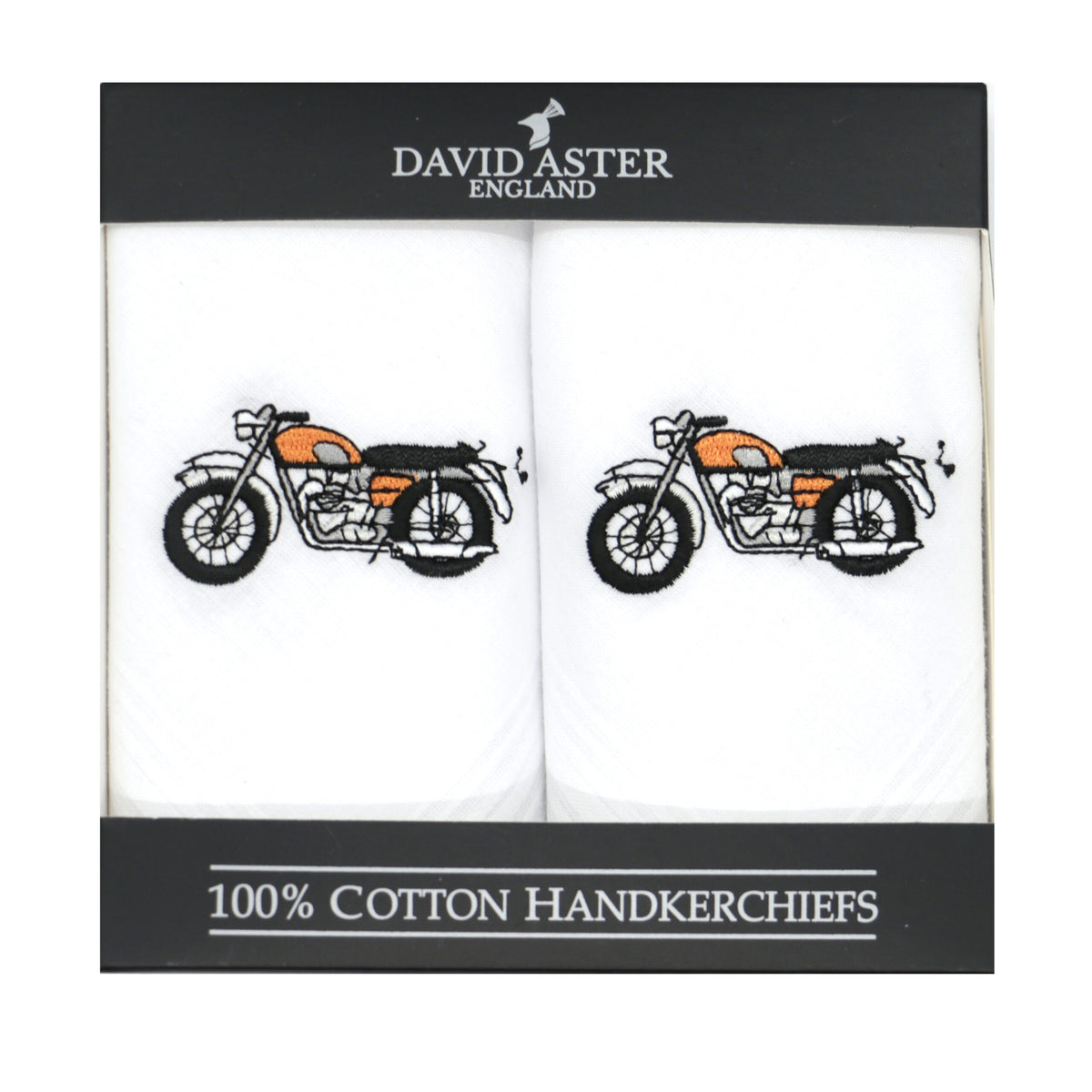 Motorbike Embroidered White Cotton Handkerchiefs by Dalaco