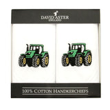 Green Tractor Embroidered White Handkerchiefs by Dalaco