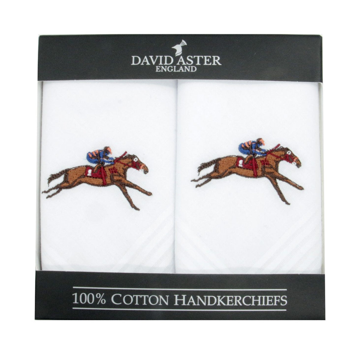 Racehorse Embroidered White Handkerchiefs by Dalaco