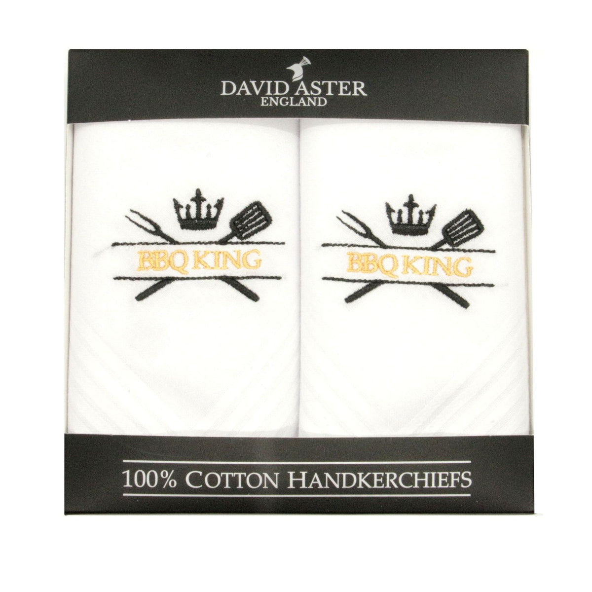 BBQ King Embroidered White Handkerchiefs by Dalaco