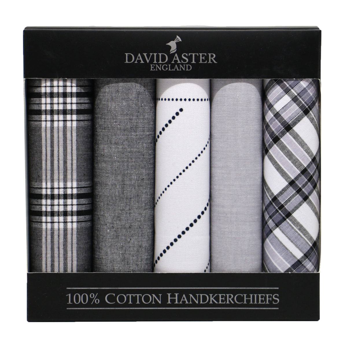 Pack of 5 Black & Grey Handkerchiefs by Dalaco