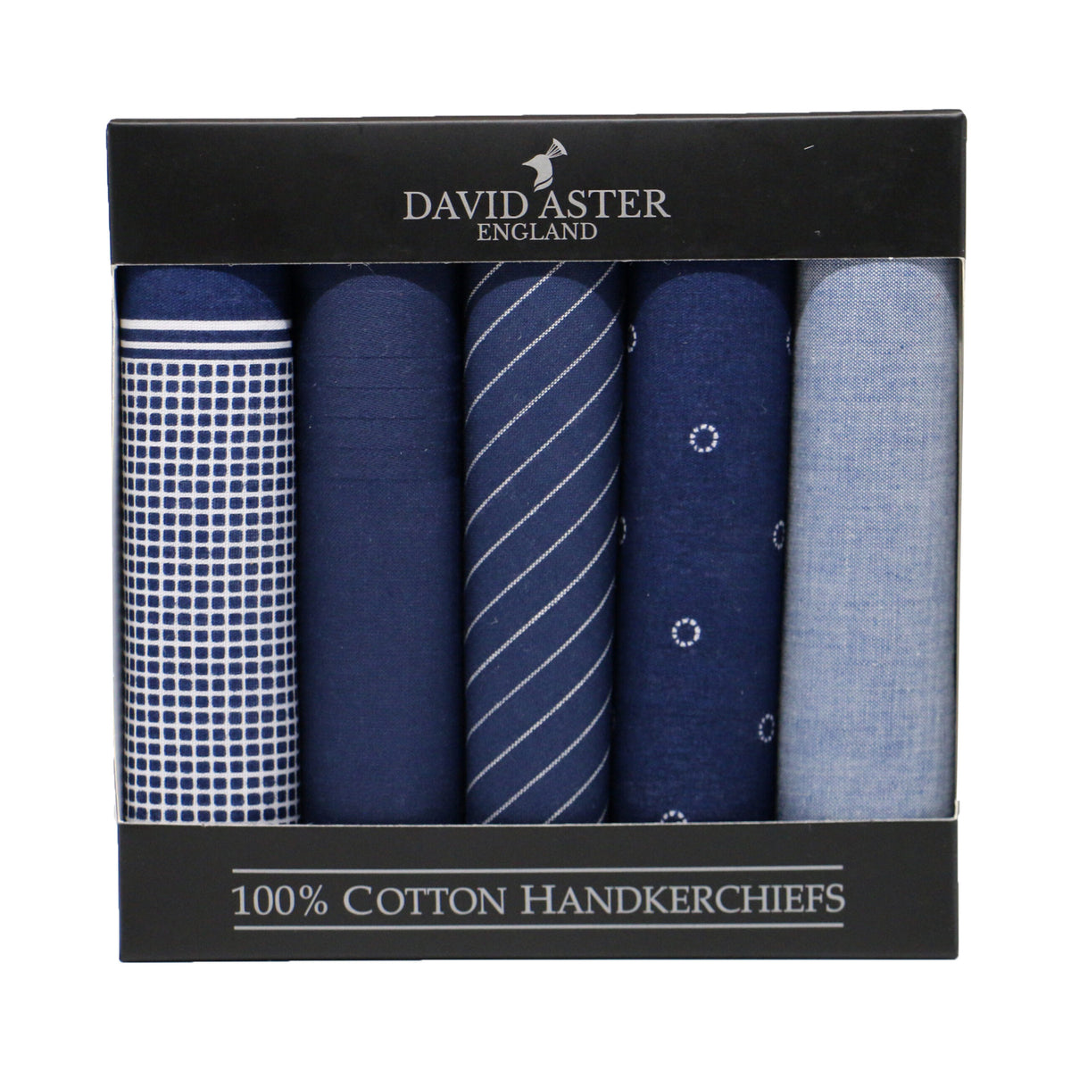 Pack of 5 Dark Blue Assorted Handkerchiefs by Dalaco