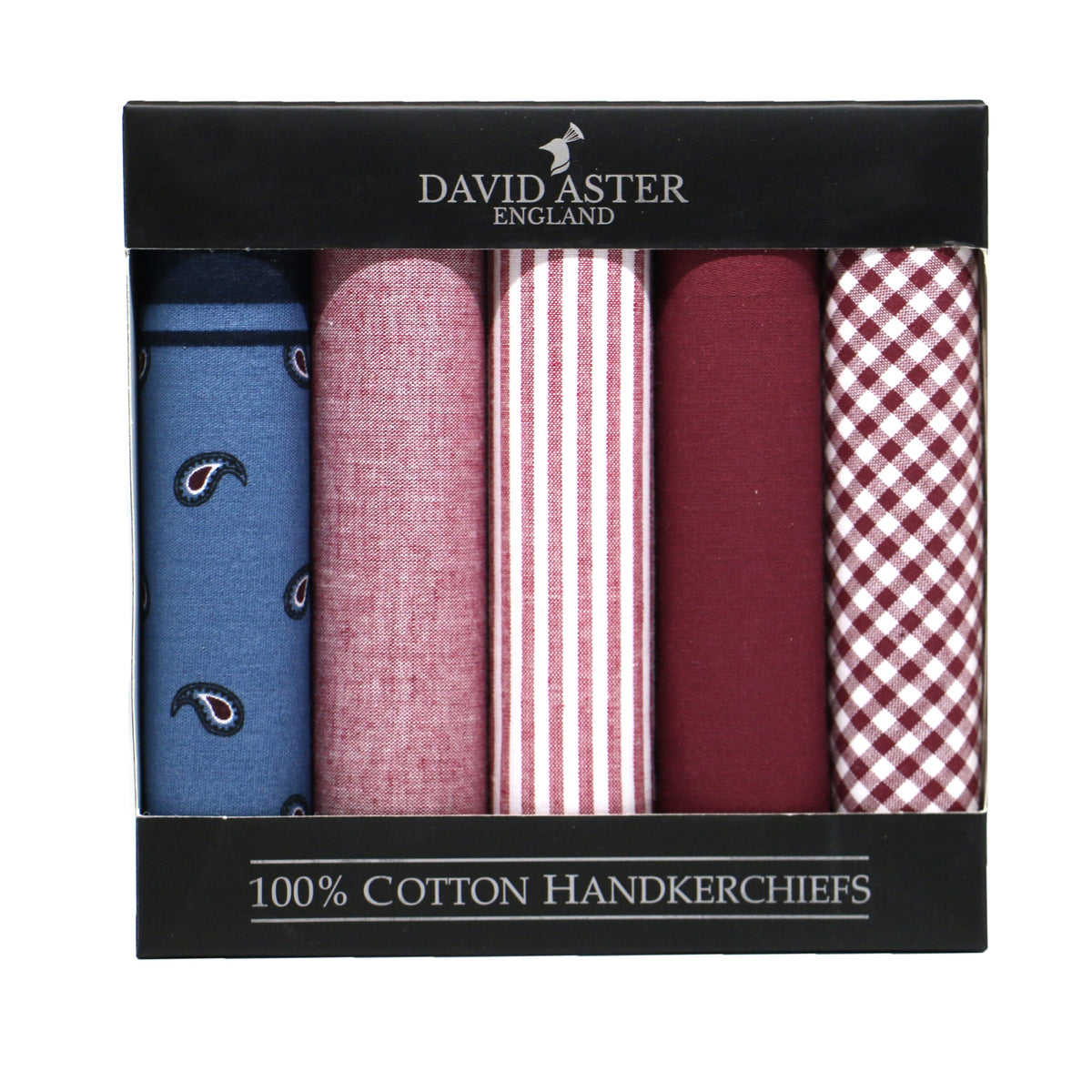 Pack of 5 Assorted Burgundy Handkerchiefs by Dalaco