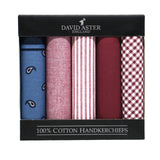 Pack of 5 Assorted Burgundy Handkerchiefs by Dalaco