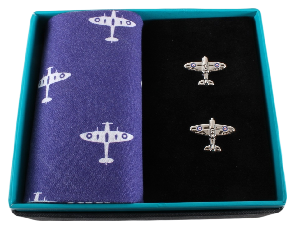 Spitfire Handkerchief & Cufflink Set (colours may vary) by Dalaco