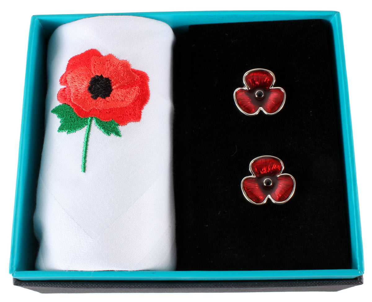 Poppy Handkerchief & Cufflink Set by Dalaco