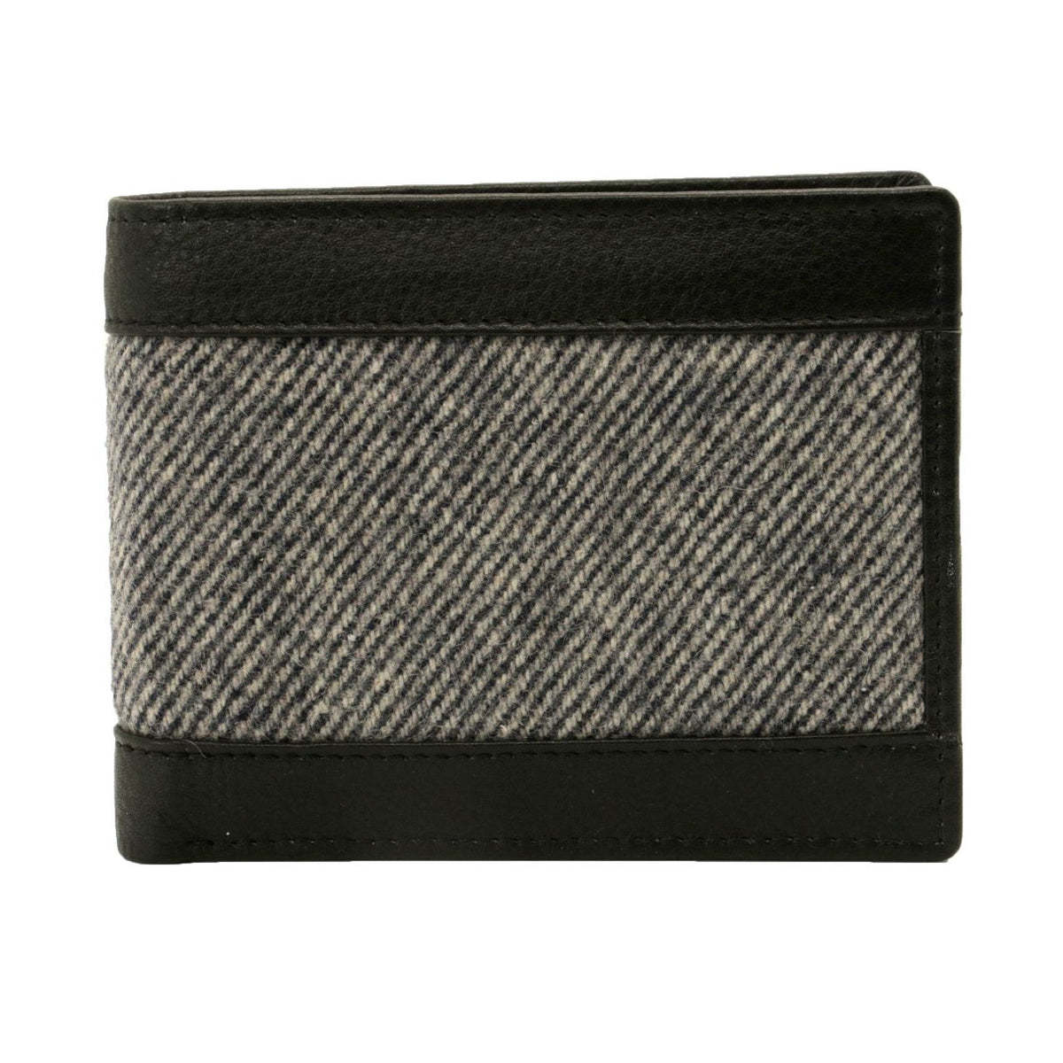 Black Tweed Leather Wallet with RFID & ID Partition by Dalaco