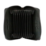 Black Leather Zipped Concertina Card Case RFID Lined by Dalaco