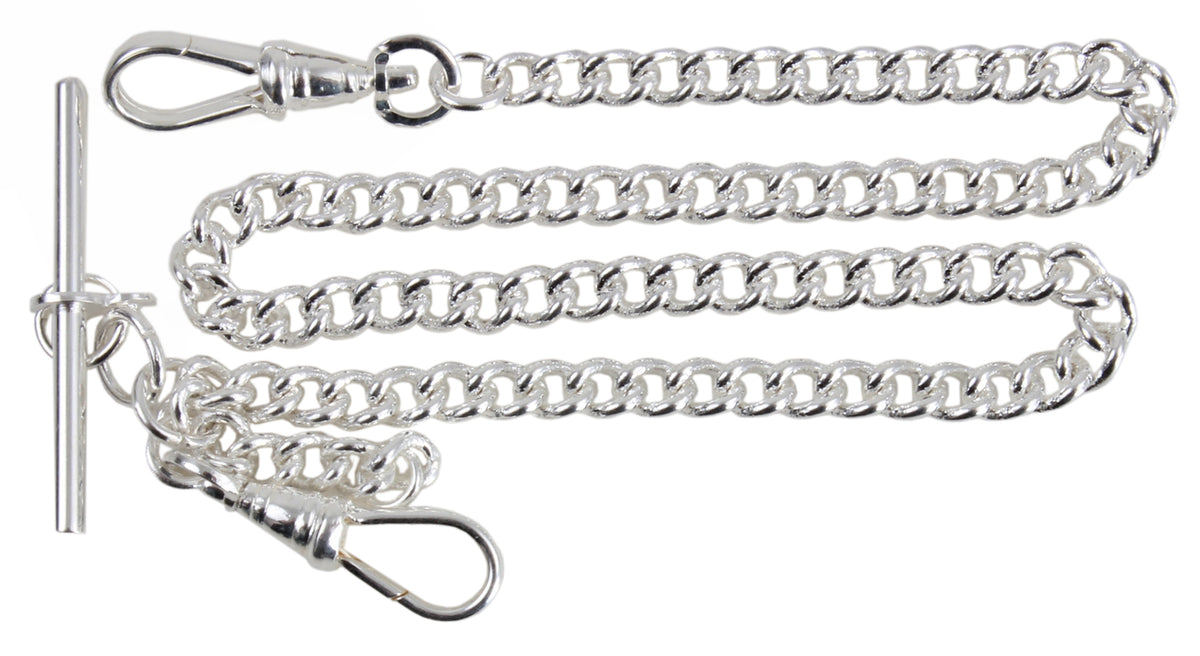 Watch Albert Single Clasp Small Curb Chain, Silver plated by Dalaco