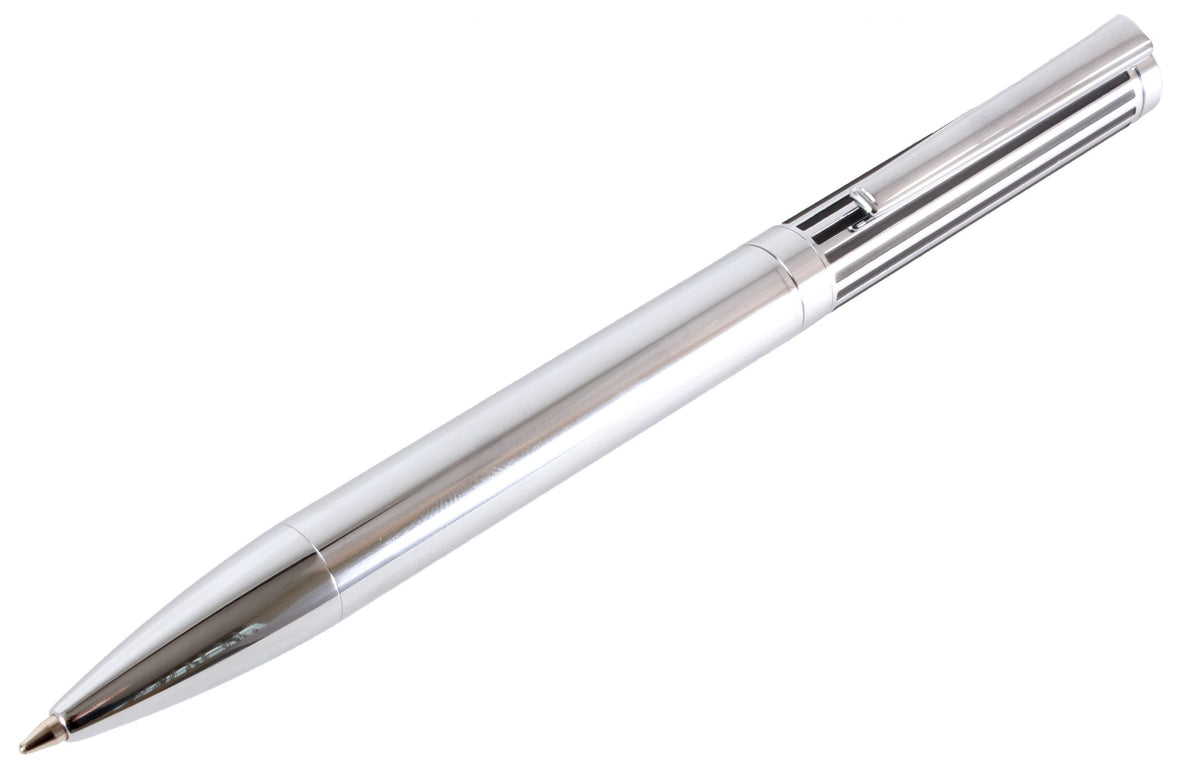 Engravable Chrome Ballpoint Pen with Black Lined Lid by Dalaco