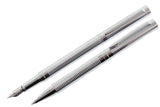 Chrome Ribbed Fountain & Ball Point Pen Set by Dalaco