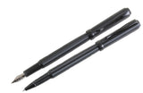 Black Ribbed Fountain & Rollerball Pen Set by Dalaco