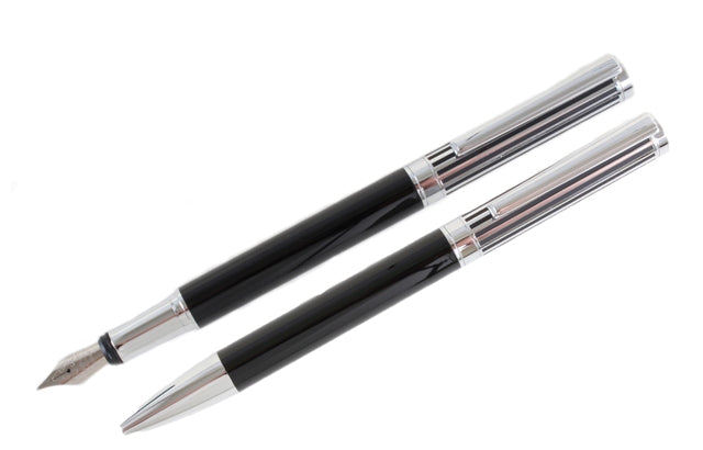 Grey & Black Wave Fountain & Ball Point Set by Dalaco