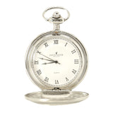 Silver & White Quartz Half Hunter Pocket Watch by Dalaco