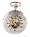 Silver Half Hunter Mechanical Pocket Watch with Plain Back by Dalaco