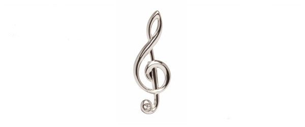 Treble Clef tie tac + Crystal by Dalaco