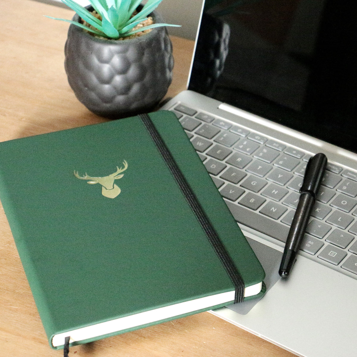 Stag Embossed Lined A5 Notebook Green by Dalaco