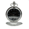 Silver & Black Quartz Half Hunter Pocket Watch by Dalaco