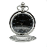 Silver & Black Quartz Half Hunter Pocket Watch by Dalaco