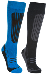 Tresspass LANGDON II - MALE SKI SOCK (2 PAIR PACK) - BLACK / BRIGHT BLUE