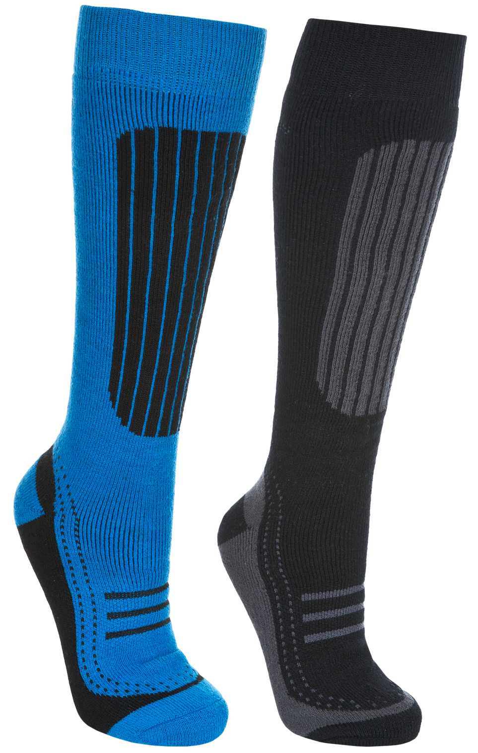 Tresspass LANGDON II - MALE SKI SOCK (2 PAIR PACK) - BLACK / BRIGHT BLUE