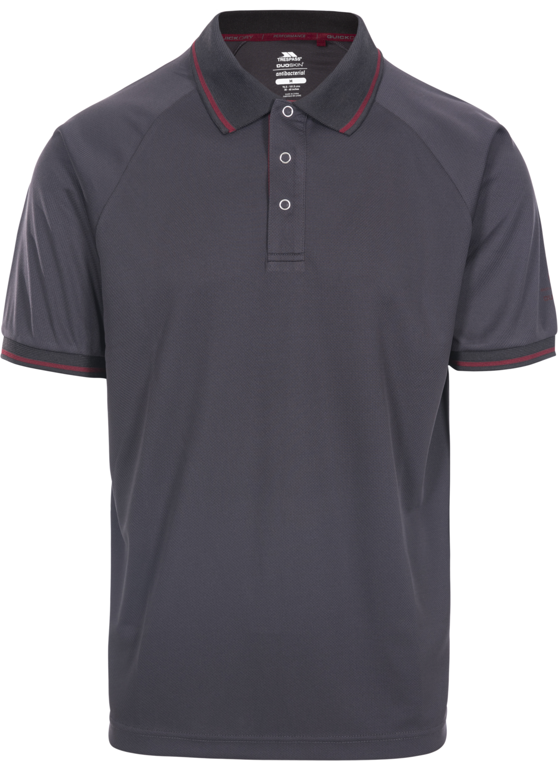 Tresspass BONINGTON - MALE ACTIVE POLO TOP TP100 - DARK GREY