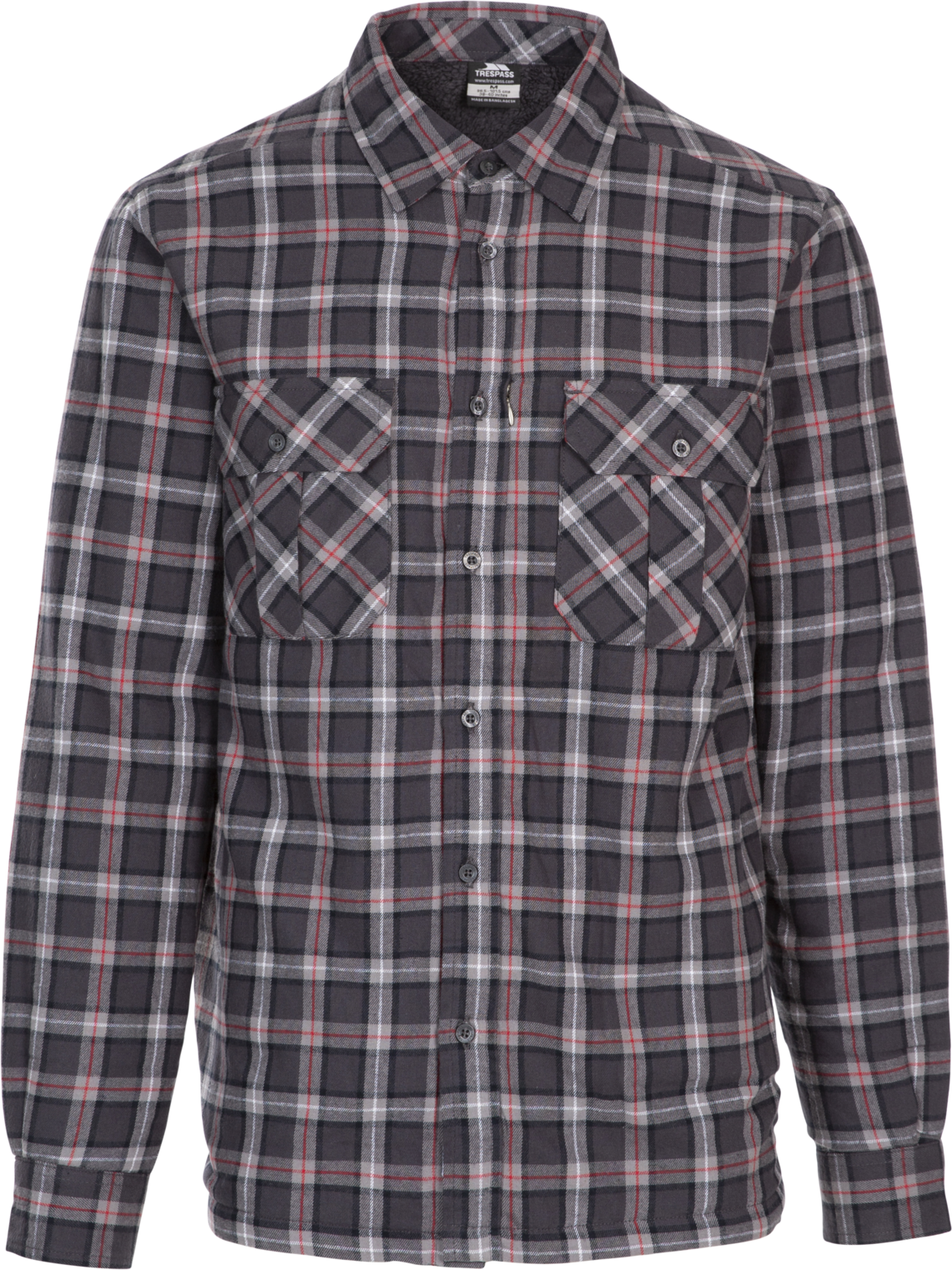 Tresspass RAPESEED - MENS CHECK SHIRT - DARK GREY CHECK