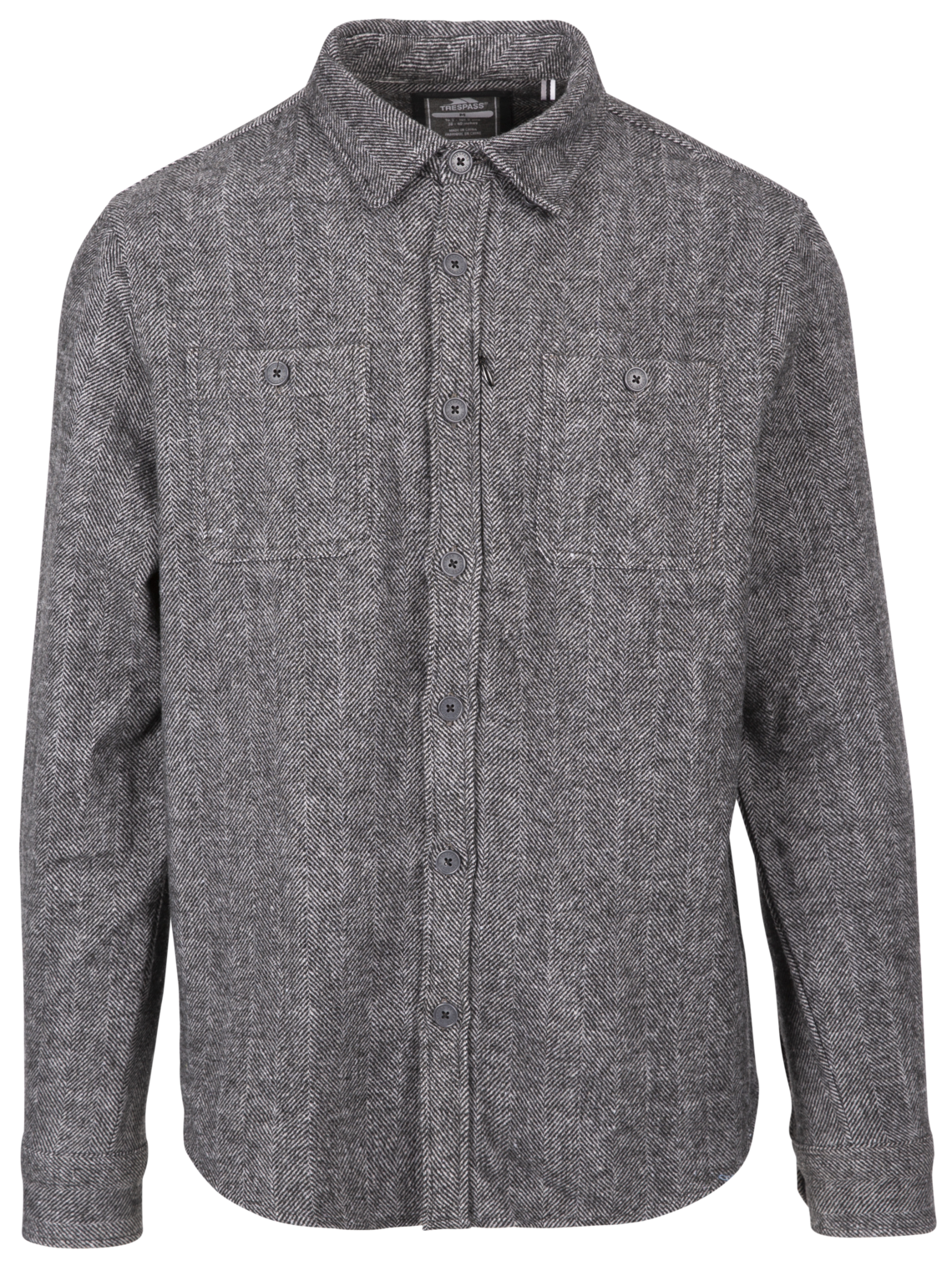 Tresspass POTSGROVE - MALE CASUAL SHIRT - GREY HERRINGBONE