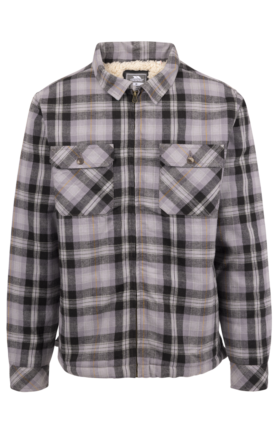 Tresspass DANEHILL - MALE SHERPA LINED SHIRT - STORM GREY CHECK