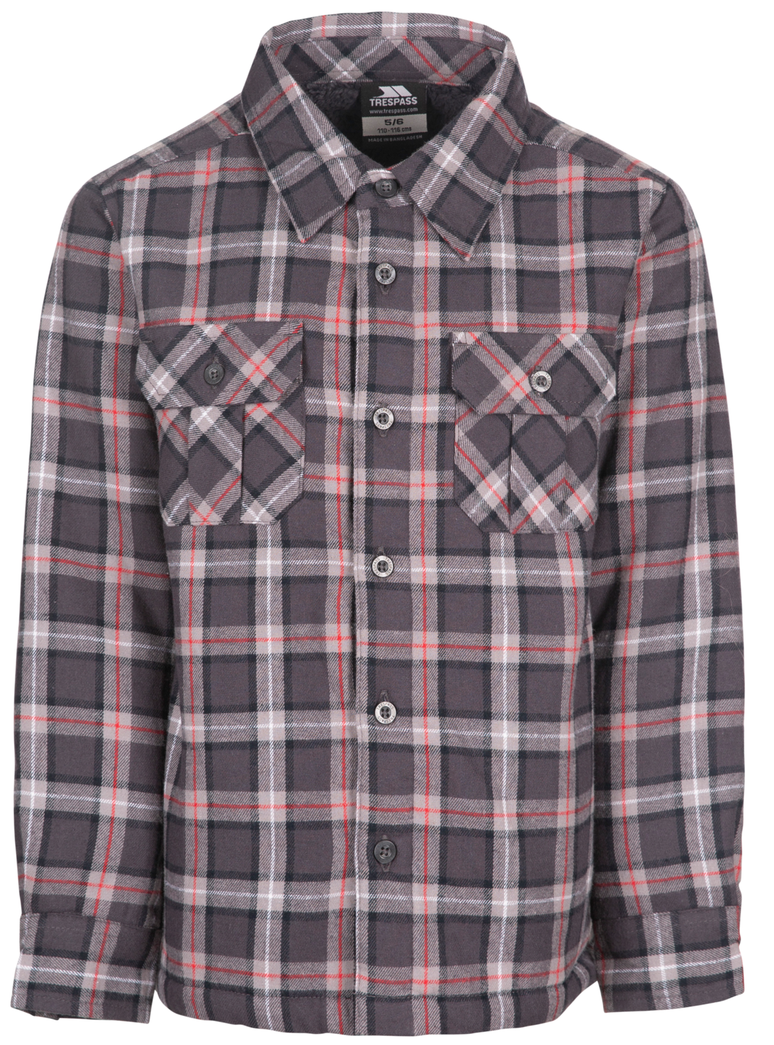 Tresspass AVERAGE - KIDS GINGHAM SHIRT - DARK GREY CHECK