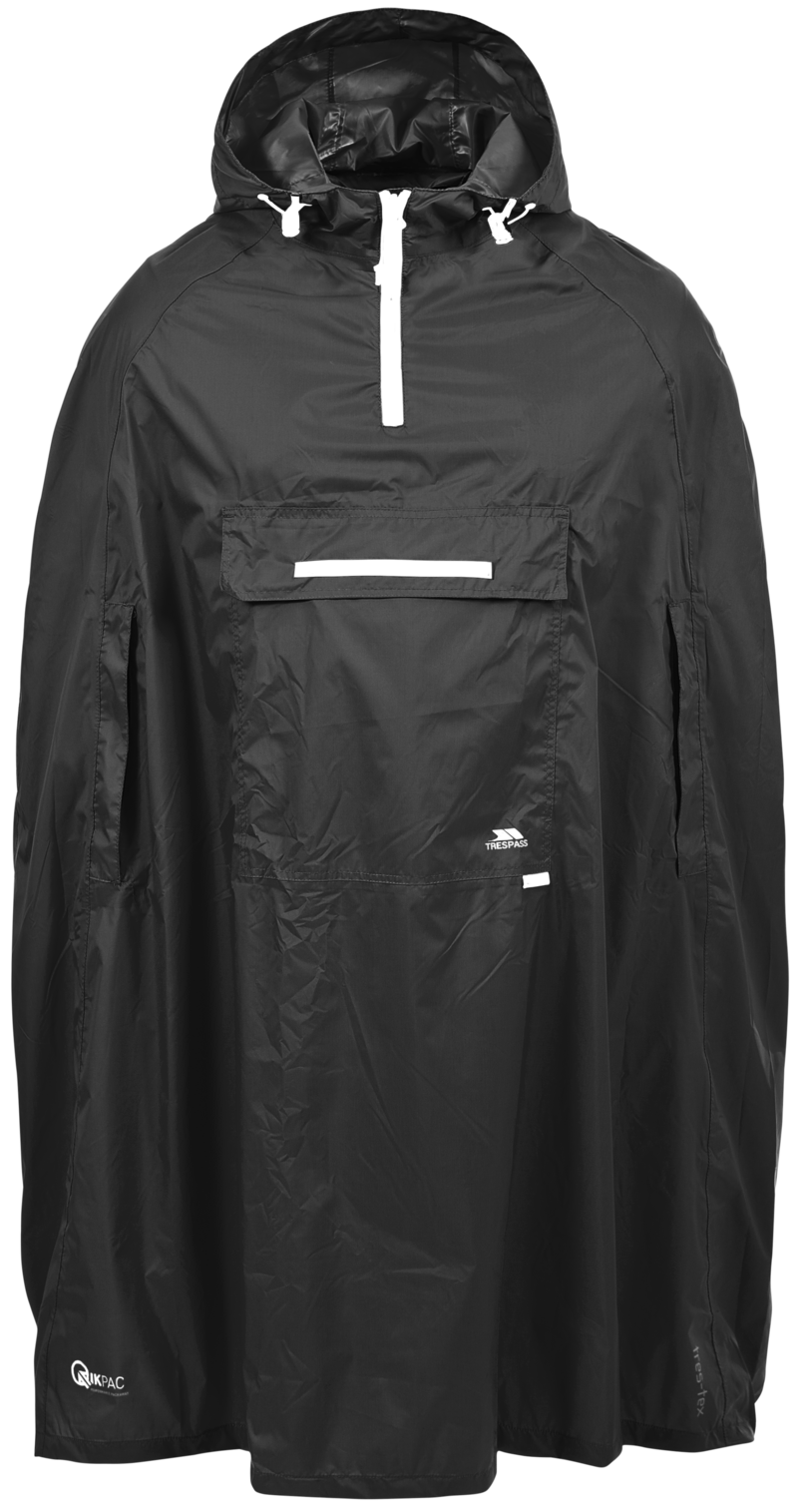 Tresspass QIKPAC PONCHO - UNISEX PACKAWAY PONCHO - BLACK