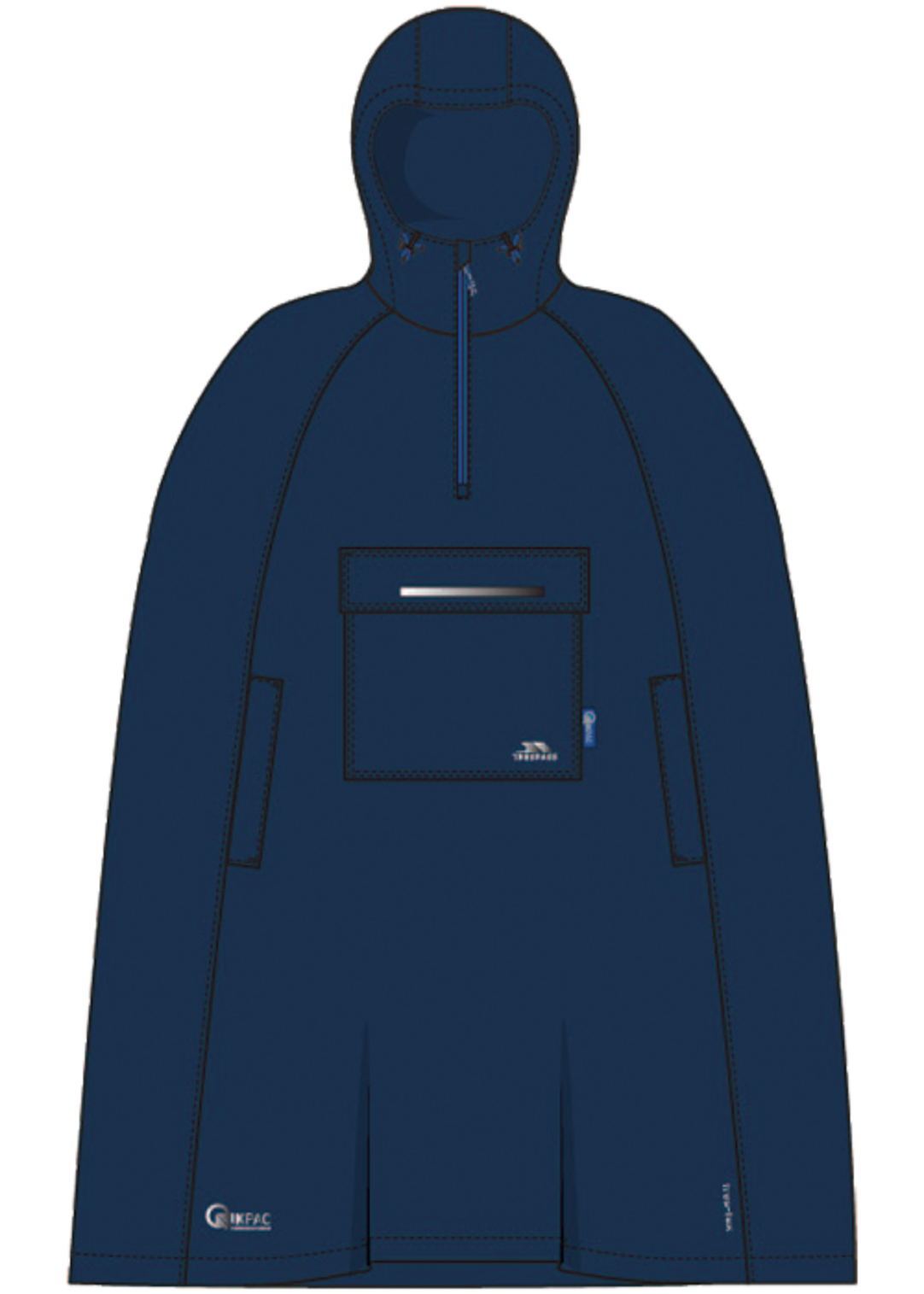 Tresspass QIKPAC PONCHO - UNISEX PACKAWAY PONCHO - NAVY