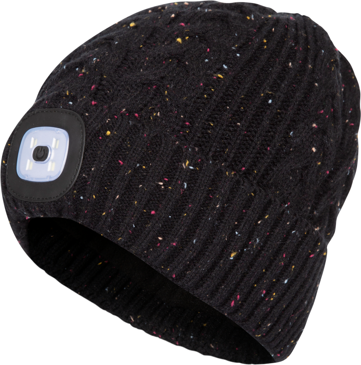 Tresspass DAZZLE - RECHARGABLE LED BEANIE HAT - BLACK MARL