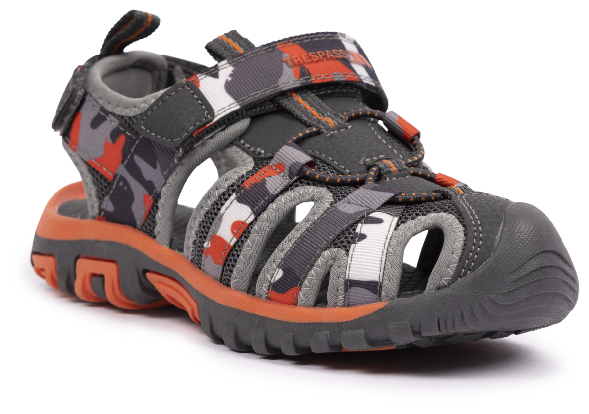 Tresspass JAIME - UNISEX KIDS SANDAL - GREY / ORANGE