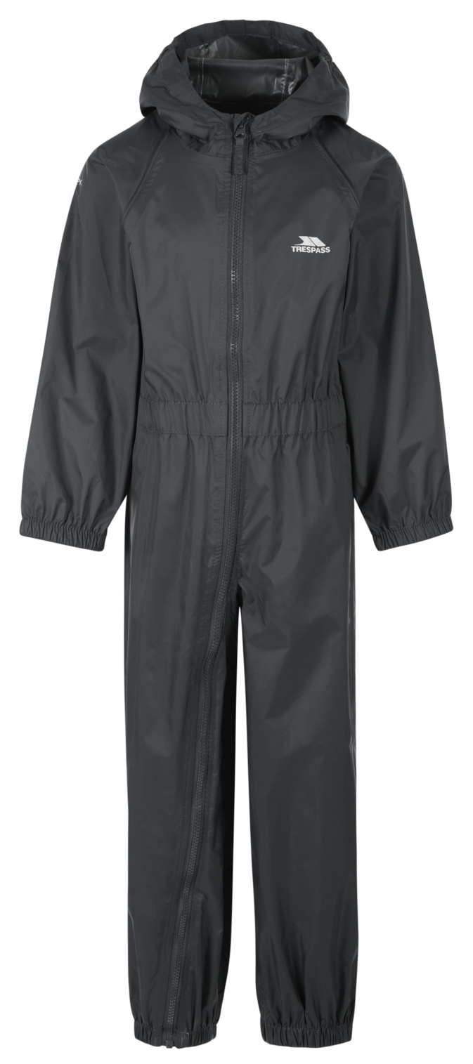 Tresspass BUTTON - CHILDS UNISEX RAIN SUIT - DARK GREY