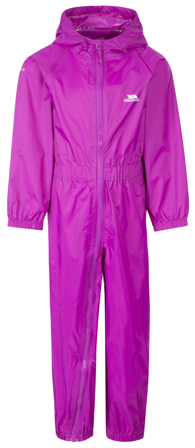 Tresspass BUTTON - CHILDS UNISEX RAIN SUIT - PURPLE ORCHID