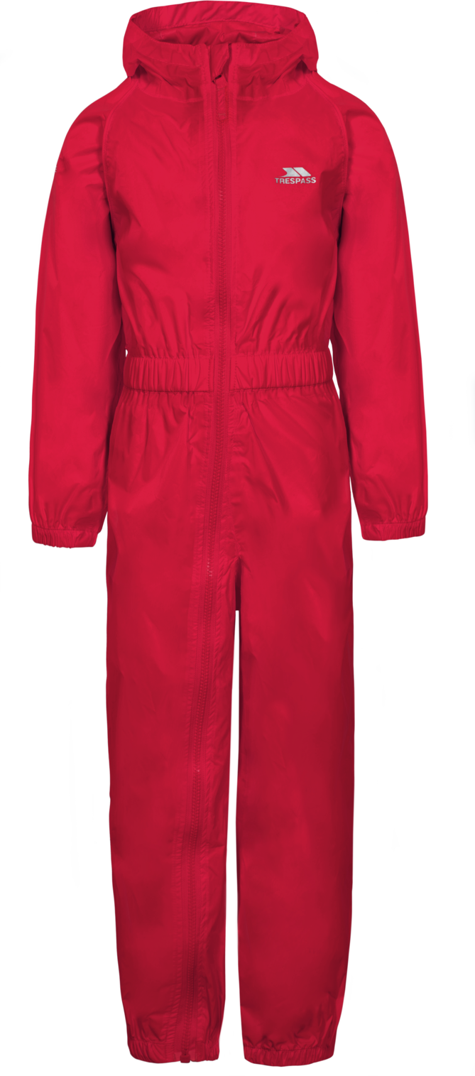Tresspass BUTTON - CHILDS UNISEX RAIN SUIT - RED