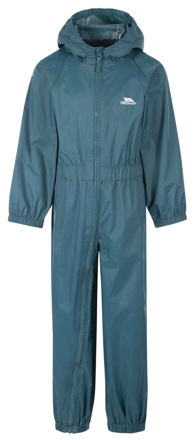 Tresspass BUTTON - CHILDS UNISEX RAIN SUIT - TEAL