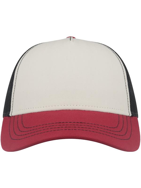 Atlantis Canvas S Recycled 5 Panel Trucker ACRACS - White/Burgundy/Black