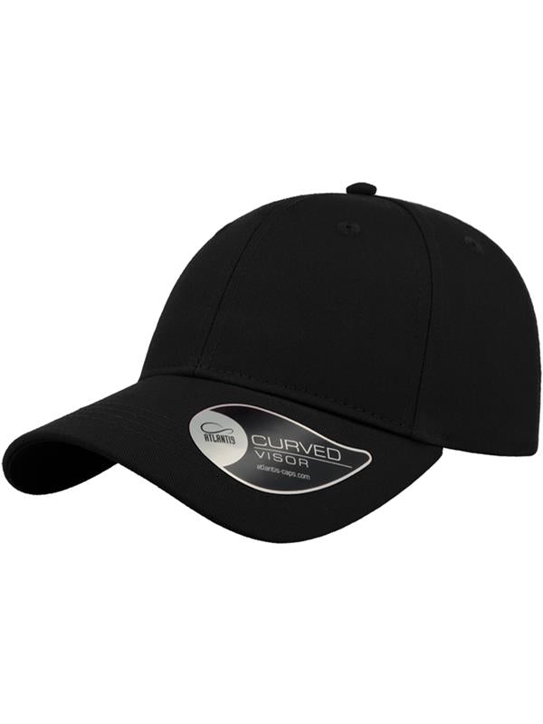 Atlantis Hit S Twill Curved Visor 6 Panel Sustainable Structured Cap ACHITS - Black