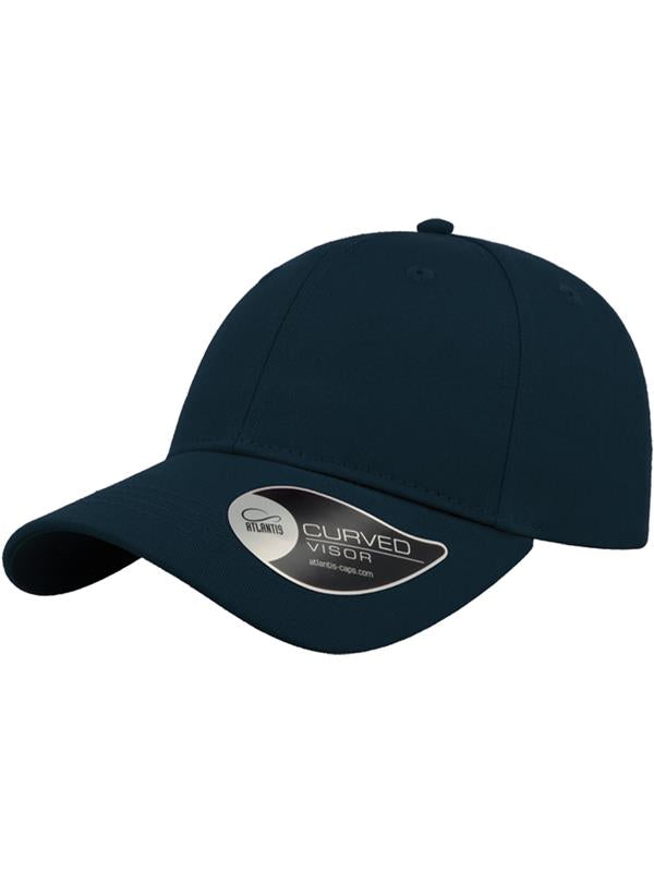 Atlantis Hit S Twill Curved Visor 6 Panel Sustainable Structured Cap ACHITS - Navy