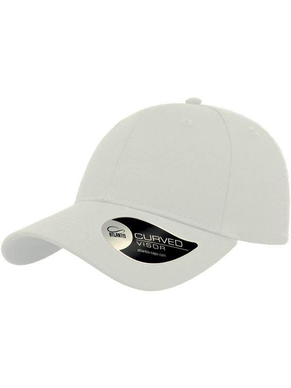 Atlantis Hit S Twill Curved Visor 6 Panel Sustainable Structured Cap ACHITS - White