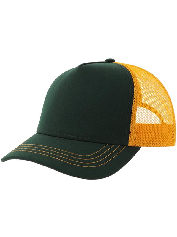 Atlantis Canvas S Recycled 5 Panel Trucker ACRACS - Bottle Green/Yellow